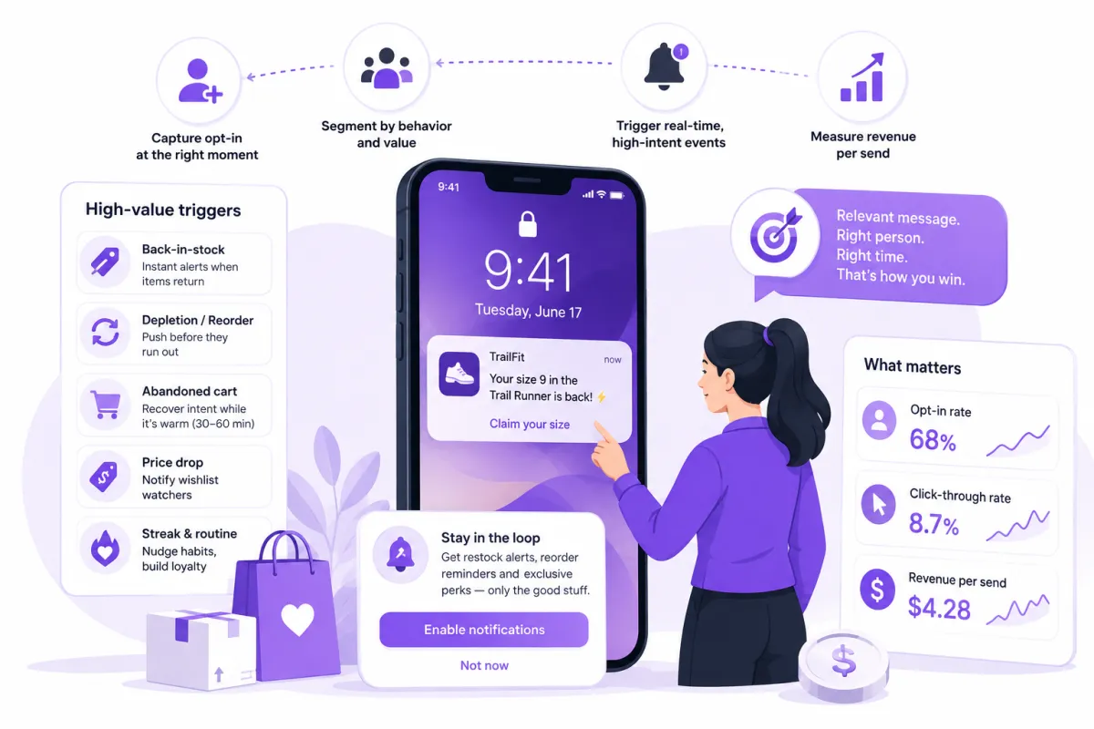 Shopify Push Notification Strategy: A Playbook for Repeat Purchases